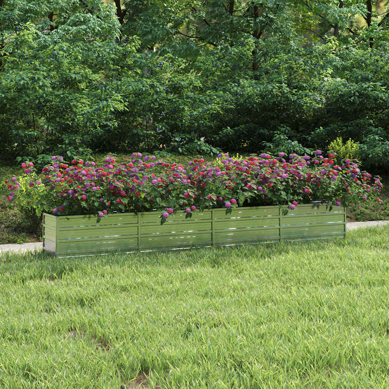Plantador Vidaxl insertado 320x40x45 cm de acero galvanizado de plata