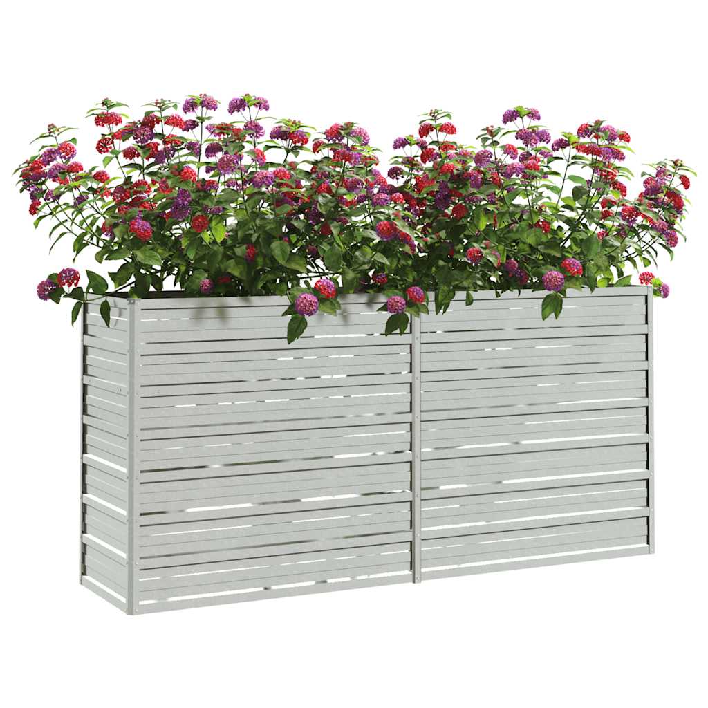 Plantador Vidaxl elevado 160x40x77 cm de acero galvanizado de plata