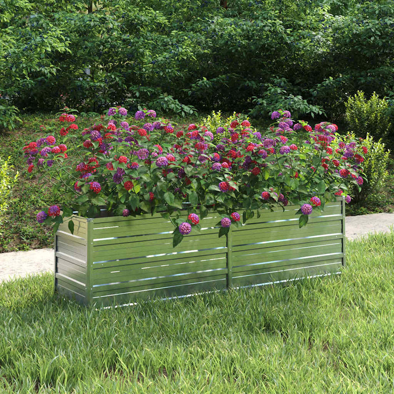 Plantador Vidaxl elevado 160x40x45 cm de acero galvanizado de plata