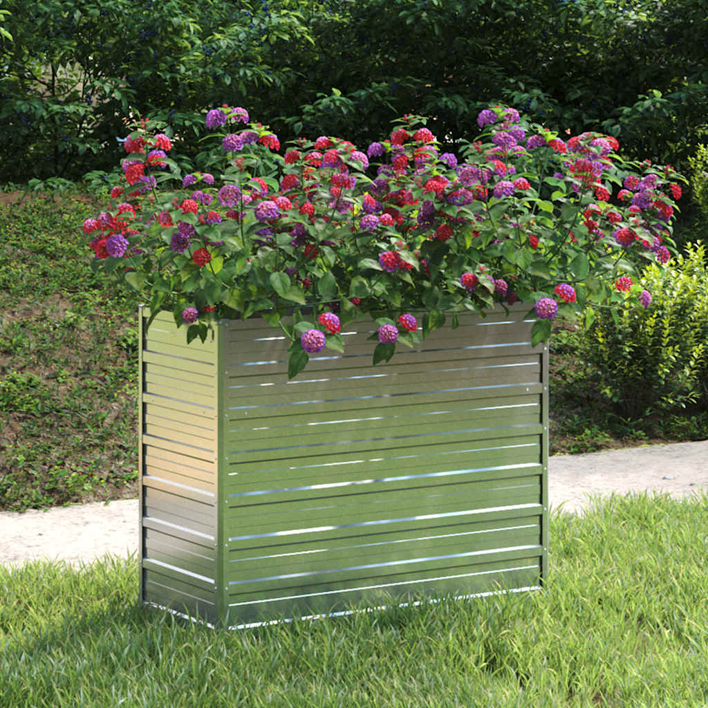 Plantador Vidaxl elevado 100x40x77 cm de acero galvanizado de plata