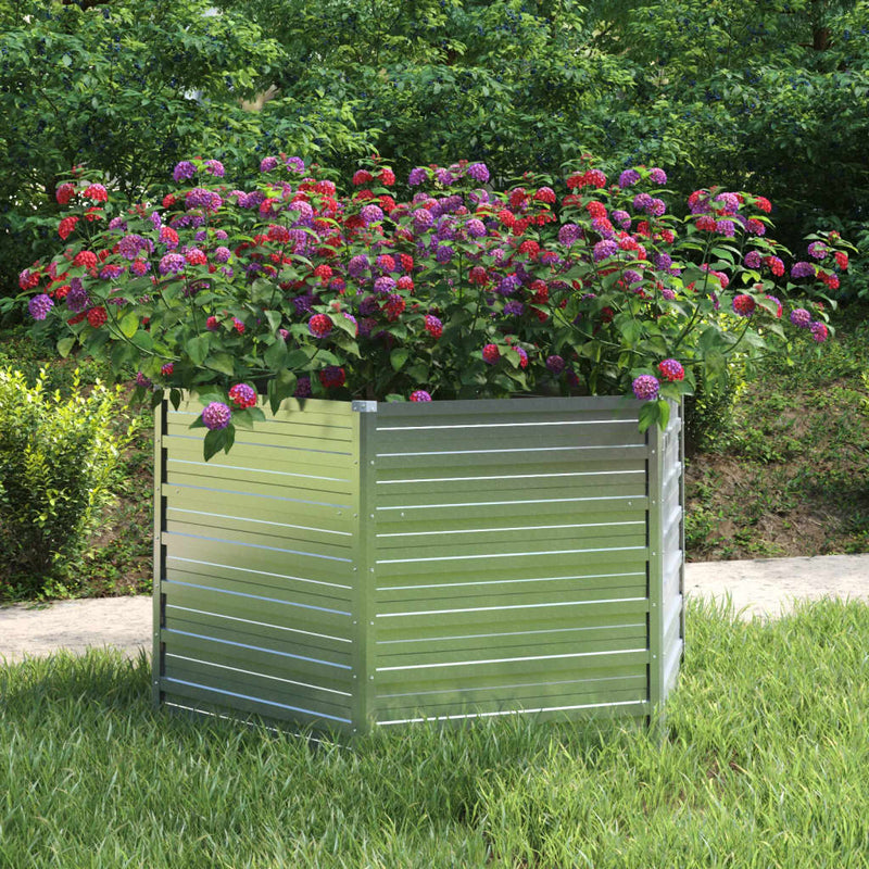 Plantador Vidaxl elevado 129x77 cm Color de plata galvanizado