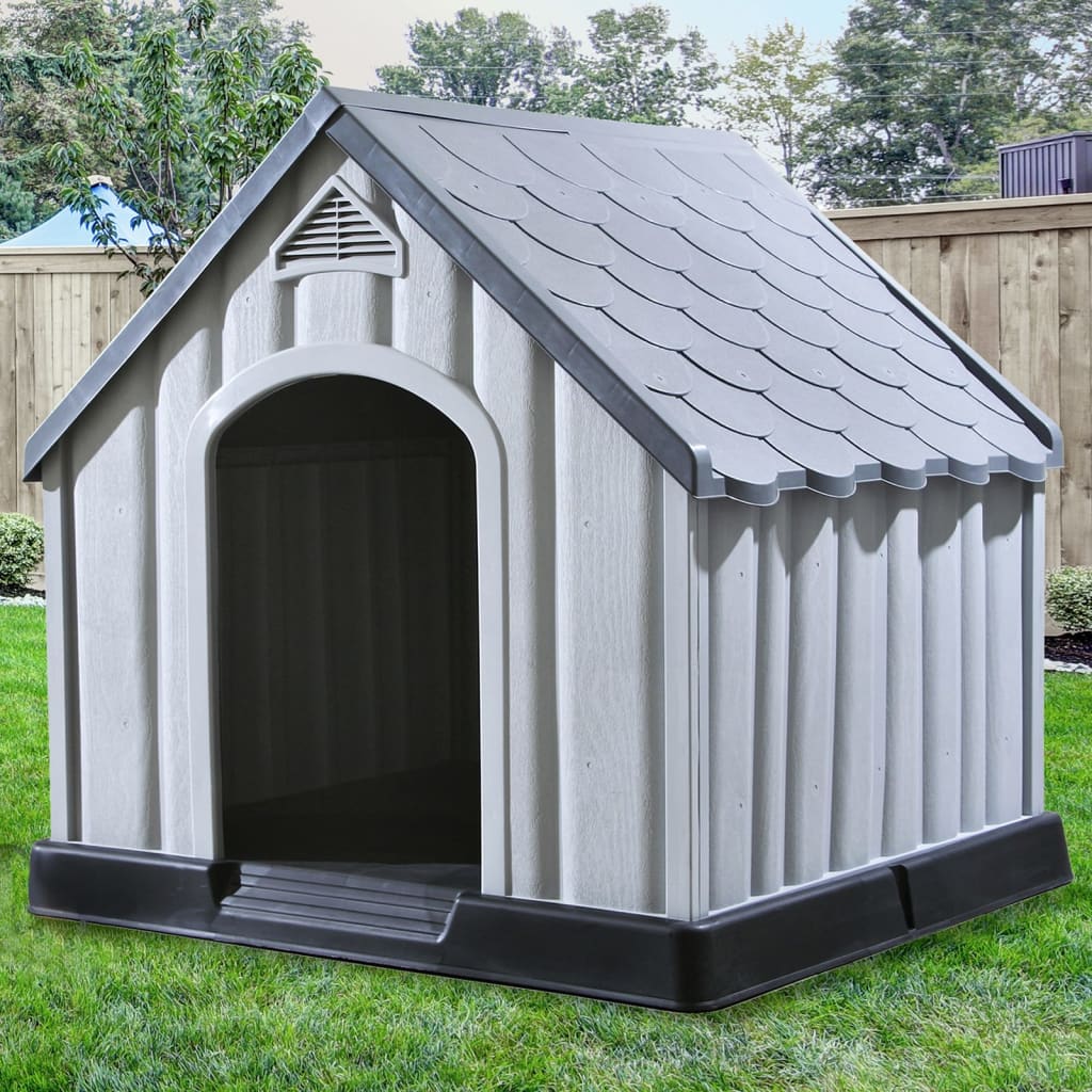 Vidaxl dog loft 92x87x91 cm grigio in plastica