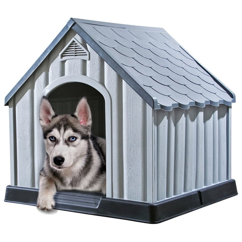 Vidaxl dog loft 92x87x91 cm grigio in plastica