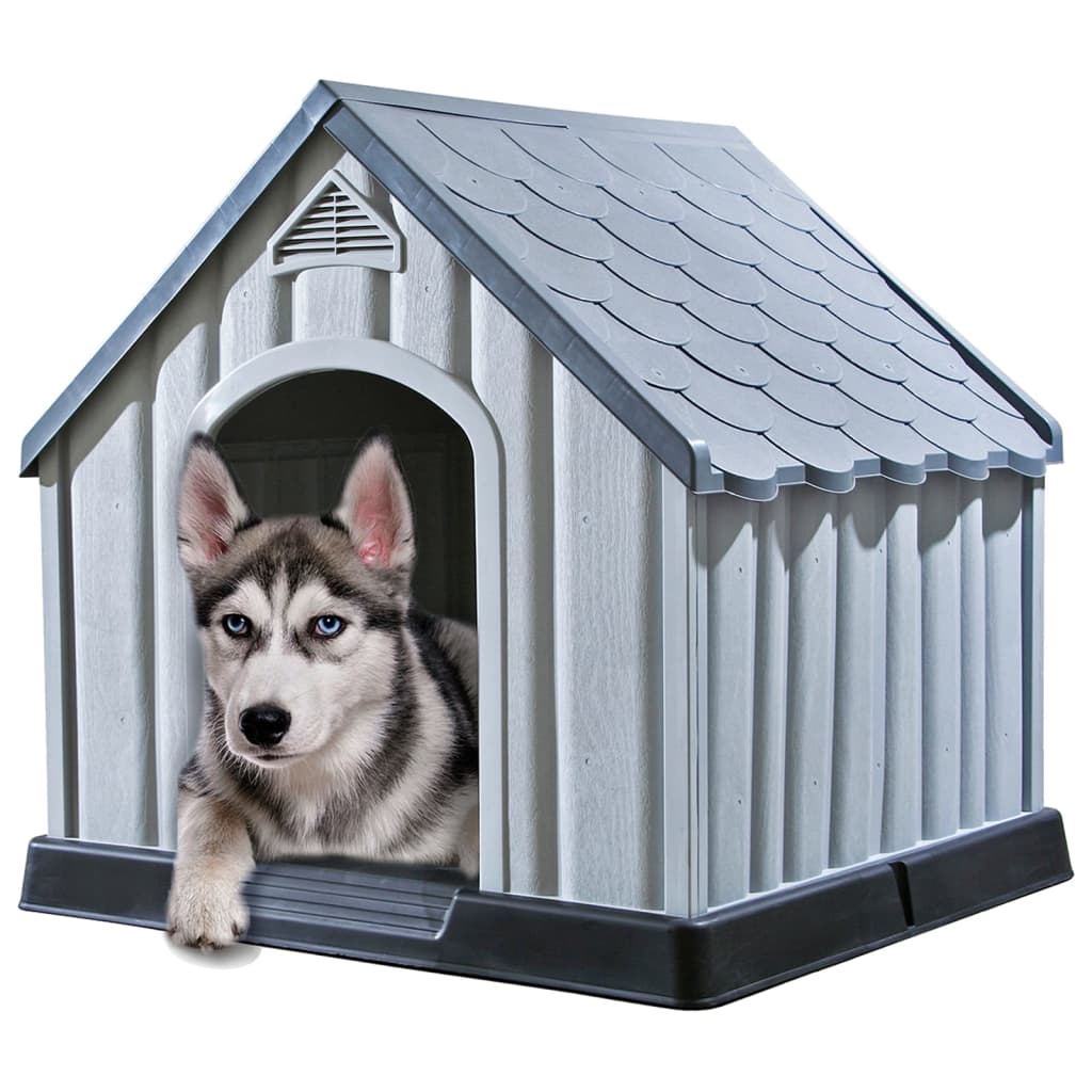 Vidaxl dog loft 92x87x91 cm grigio in plastica