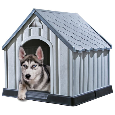 Vidaxl dog loft 92x87x91 cm grigio in plastica