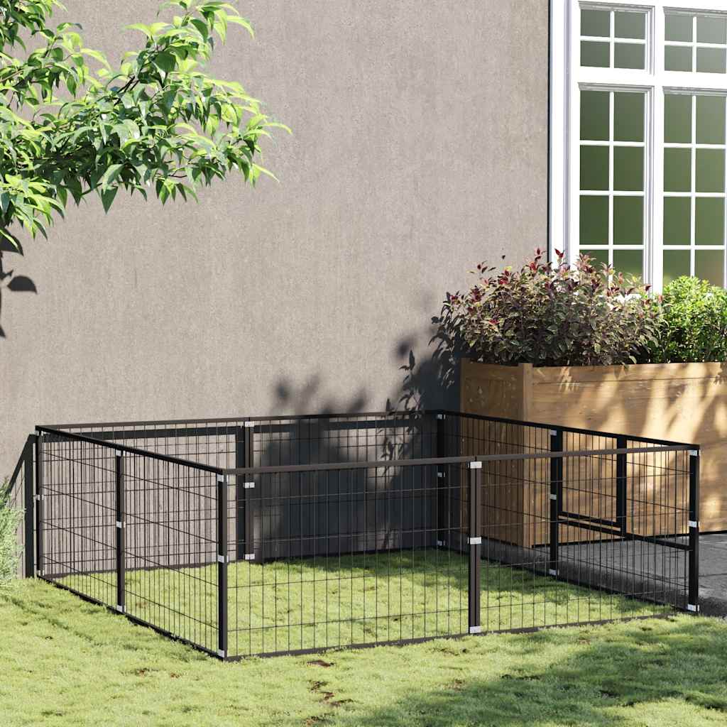 Perrera de perros vidaxl 4 m² de acero negro