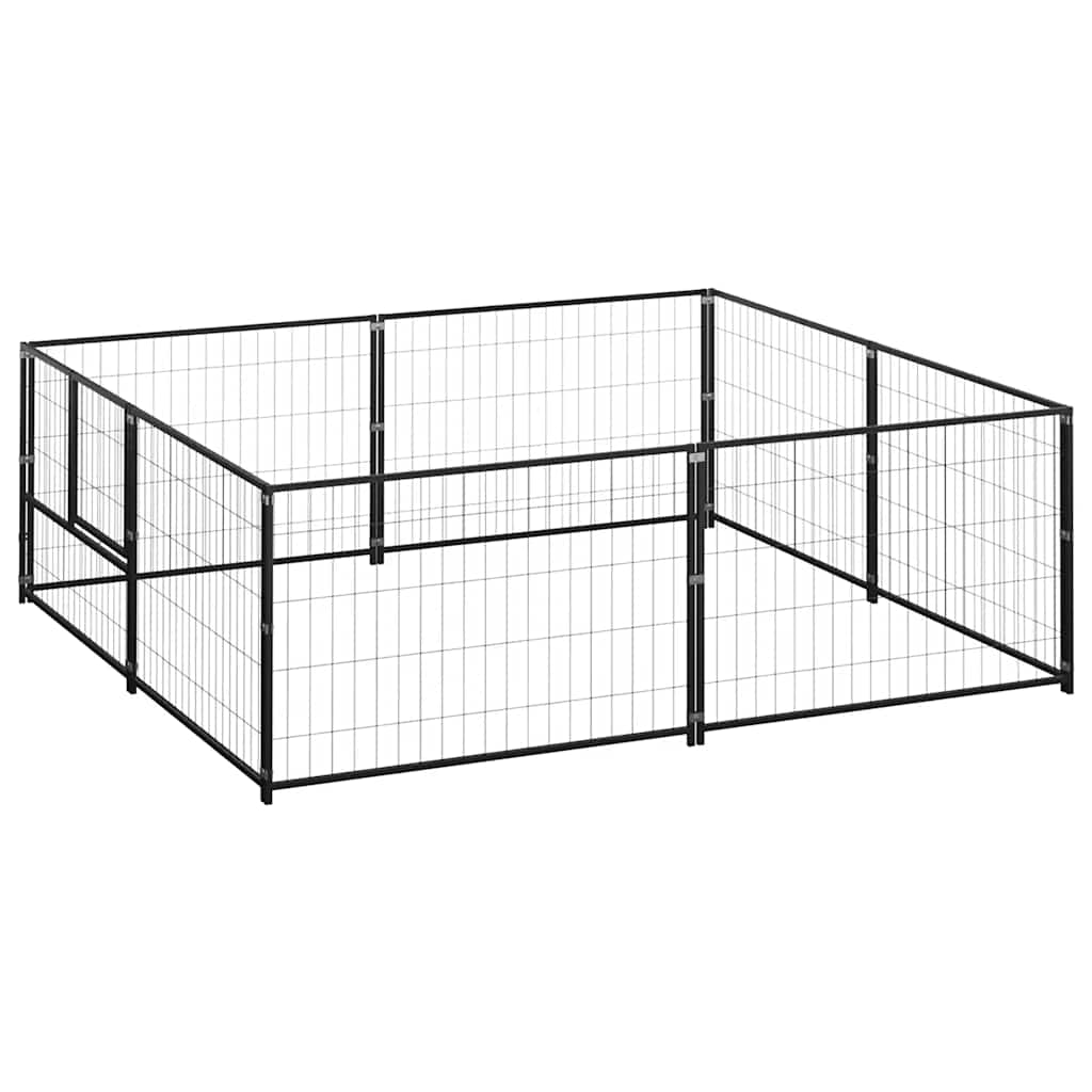 Perrera de perros vidaxl 4 m² de acero negro