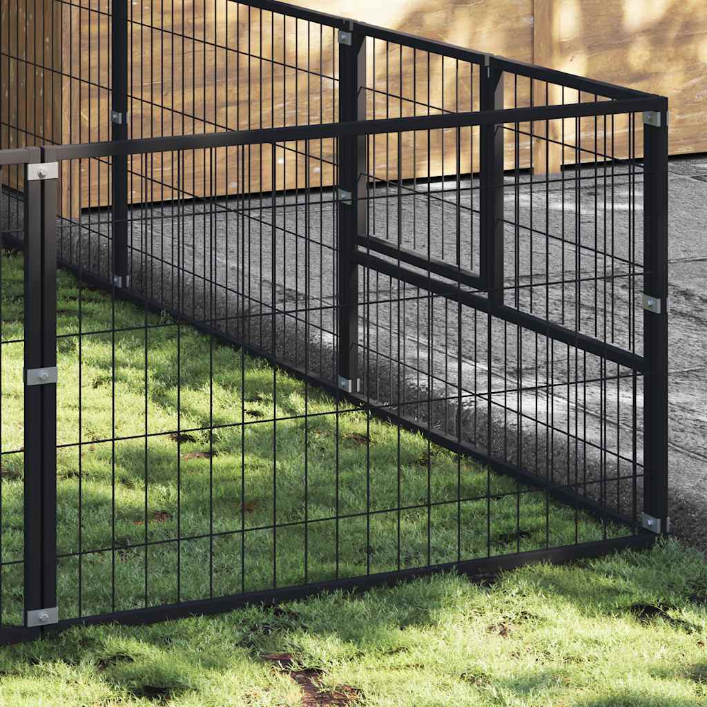 Perrera de perros vidaxl 9 m² de acero negro