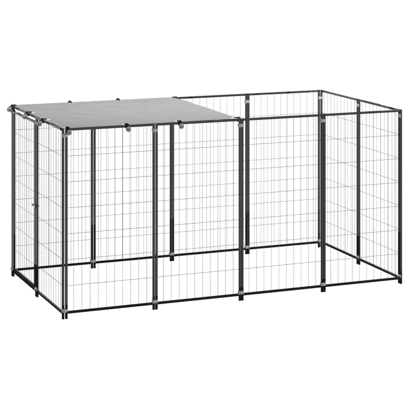 Vidaxl Dog Kennel 2,42 m² Acciaio nero