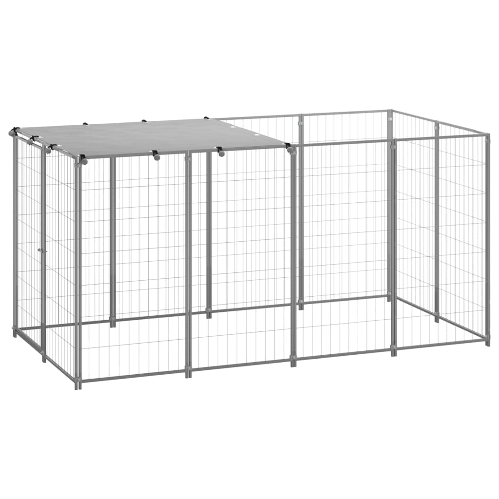 Perrera de perros de Vidaxl 2.42 m² de color plateado
