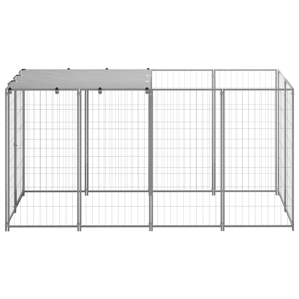 Perrera de perros de Vidaxl 2.42 m² de color plateado