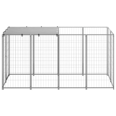 Vidaxl hondenkennel 2,42 m² staal zilverkleurig