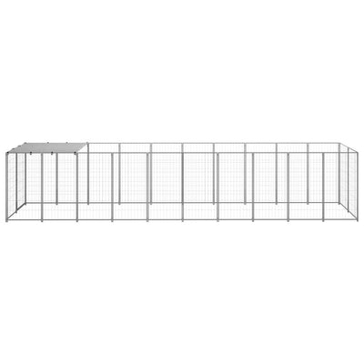 VidaXL Hondenkennel 6,05 m² staal zilverkleurig