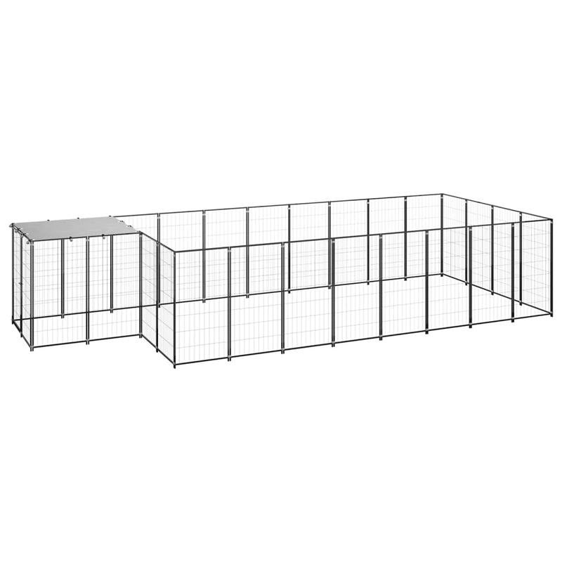 VidaXL Hondenkennel 10,89 m² staal zwart