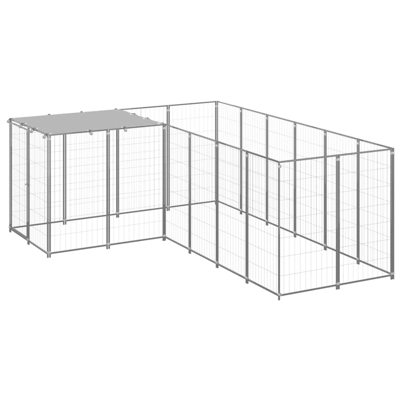 VidaXL Hondenkennel 4,84 m² staal zilverkleurig