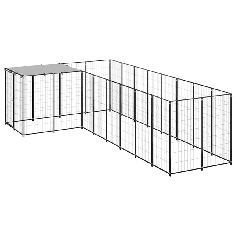Vidaxl Dog Kennel 6.05 m² Acciaio nero