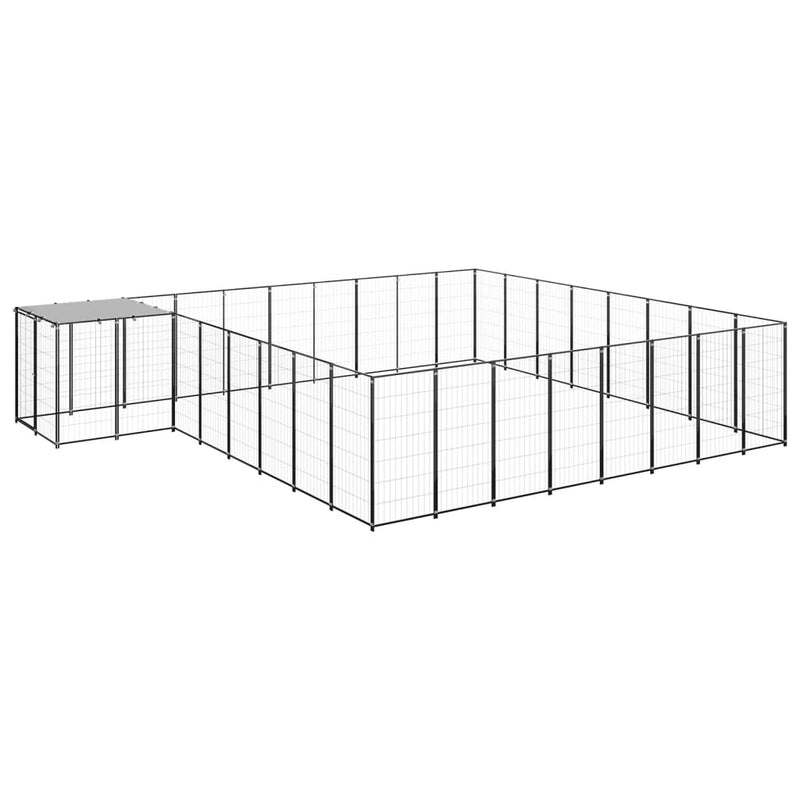Perrera de perros Vidaxl 20.57 m² de acero negro