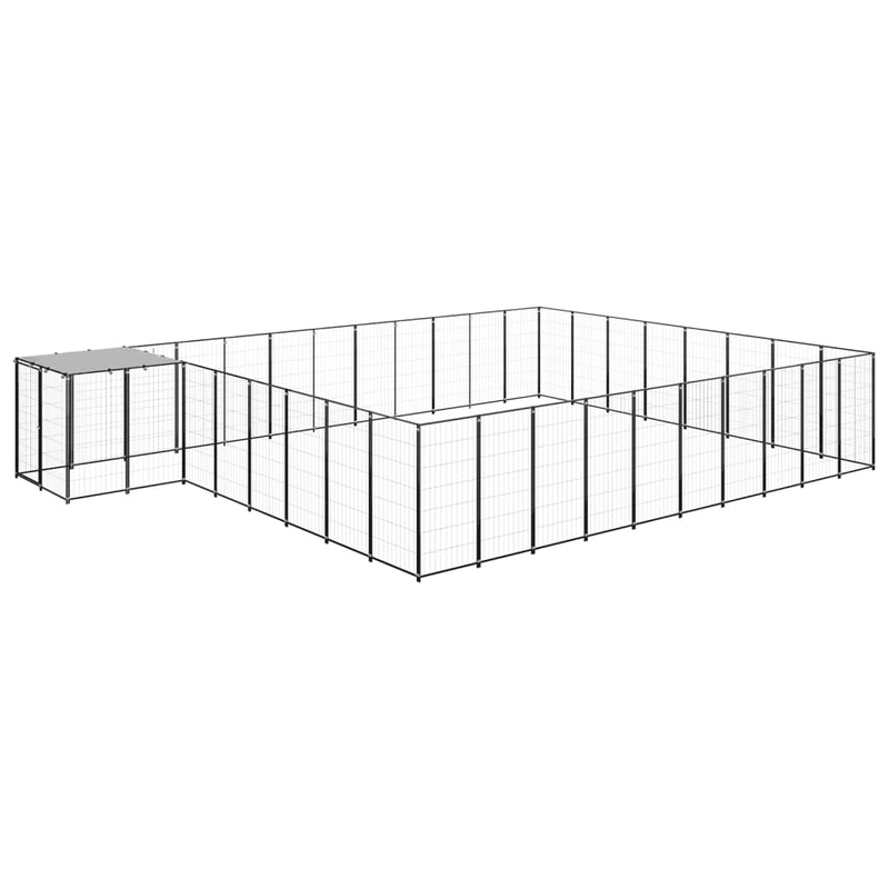 Vidaxl Dog Kennel 25.41 m² Acciaio nero