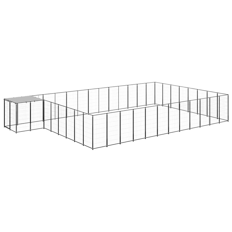 Vidaxl Dog Kennel 30.25 m² Acciaio nero