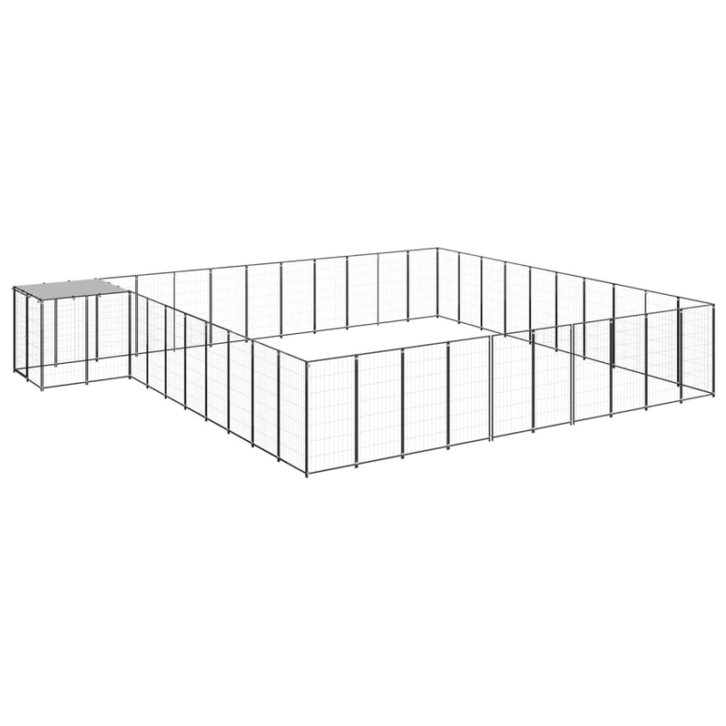 Vidaxl Dog Kennel 31.46 m² Acciaio nero