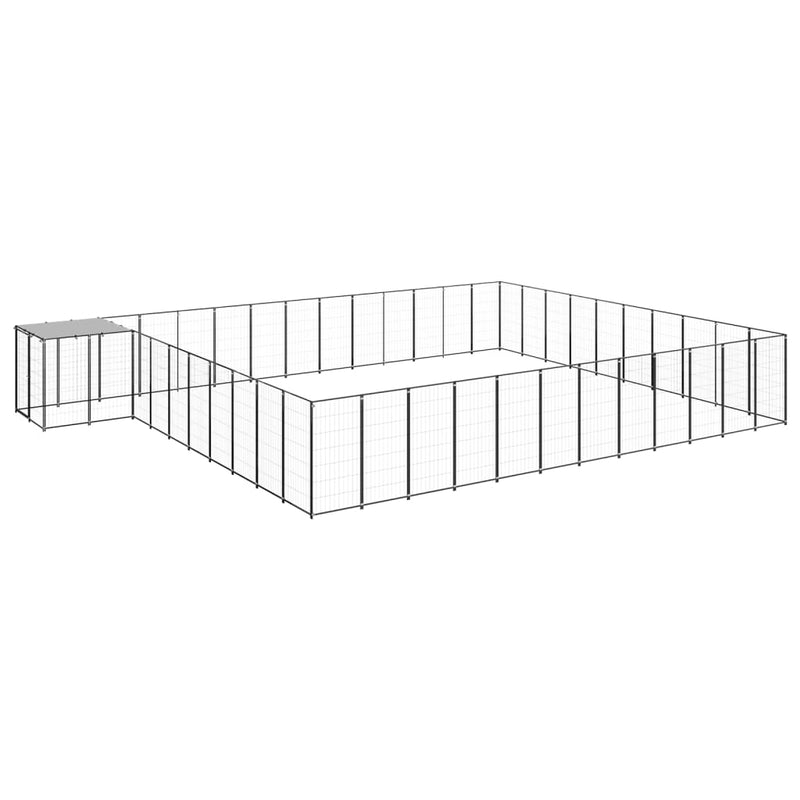 Vidaxl Dog Kennel 37,51 m² Acciaio nero