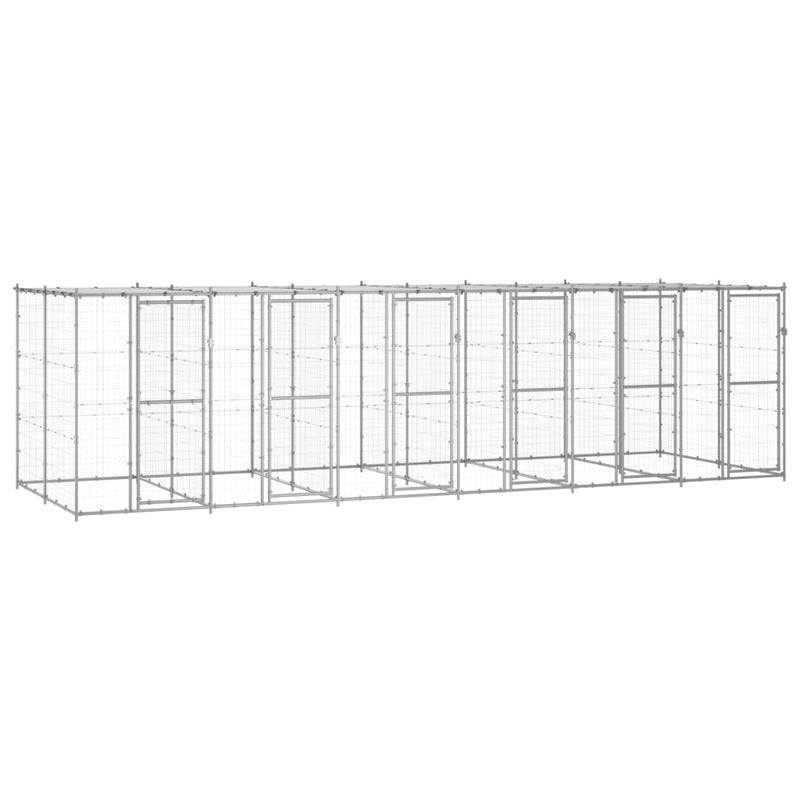 VidaXL Hondenkennel met dak 14,52 m² gegalvaniseerd staal