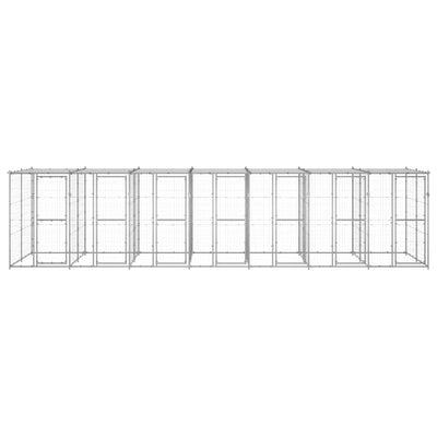 VidaXL Hondenkennel met dak 16,94 m² gegalvaniseerd staal