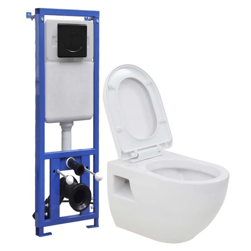 Vidaxl Wilet sospeso con ceramica a cisterna piegata alta
