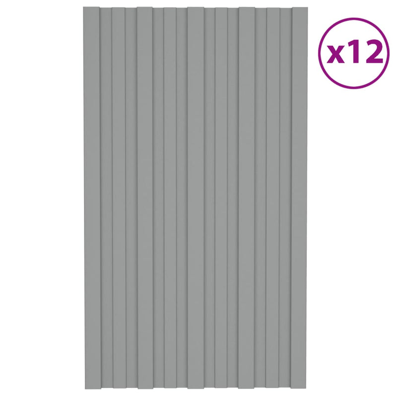 VidaXL Dakpanelen 12 st 80x45 cm gegalvaniseerd staal grijs