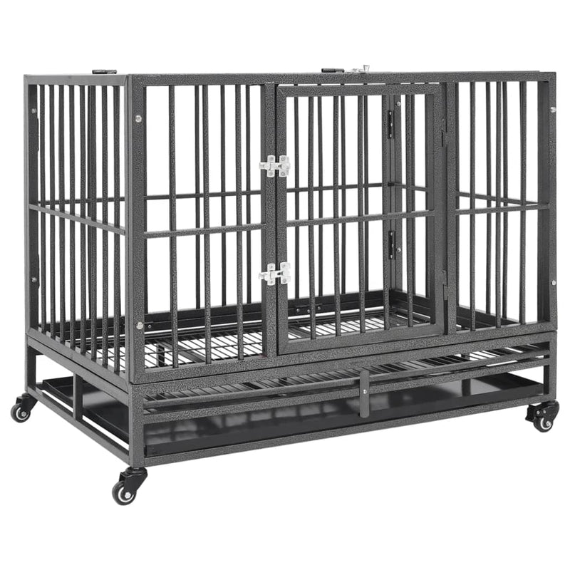 Vidaxl Dog Bank con ruote 92x62x76 cm in acciaio