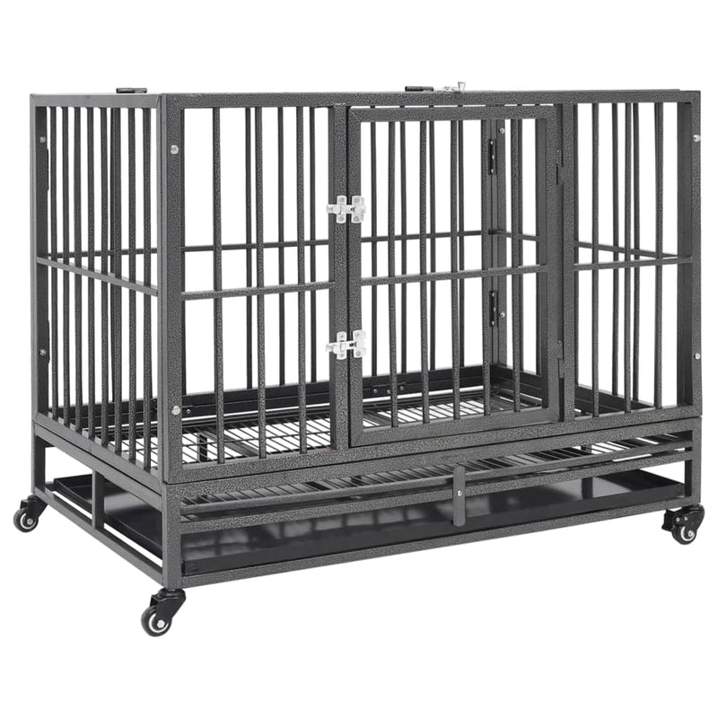 Vidaxl hondenbench met wielen 102x72x85 cm staal