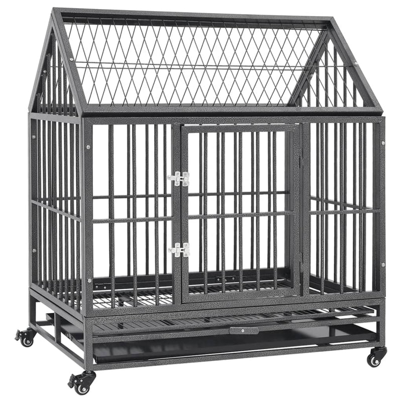 Vidaxl Dog Bank con ruote e tetto 92x62x106 cm in acciaio