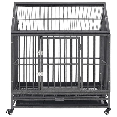 Banco de perros Vidaxl con ruedas y techo 92x62x106 cm de acero