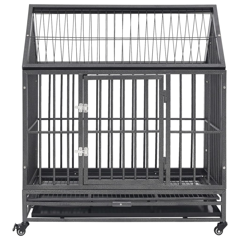 Vidaxl Dog Bank con ruote e tetto 92x62x106 cm in acciaio