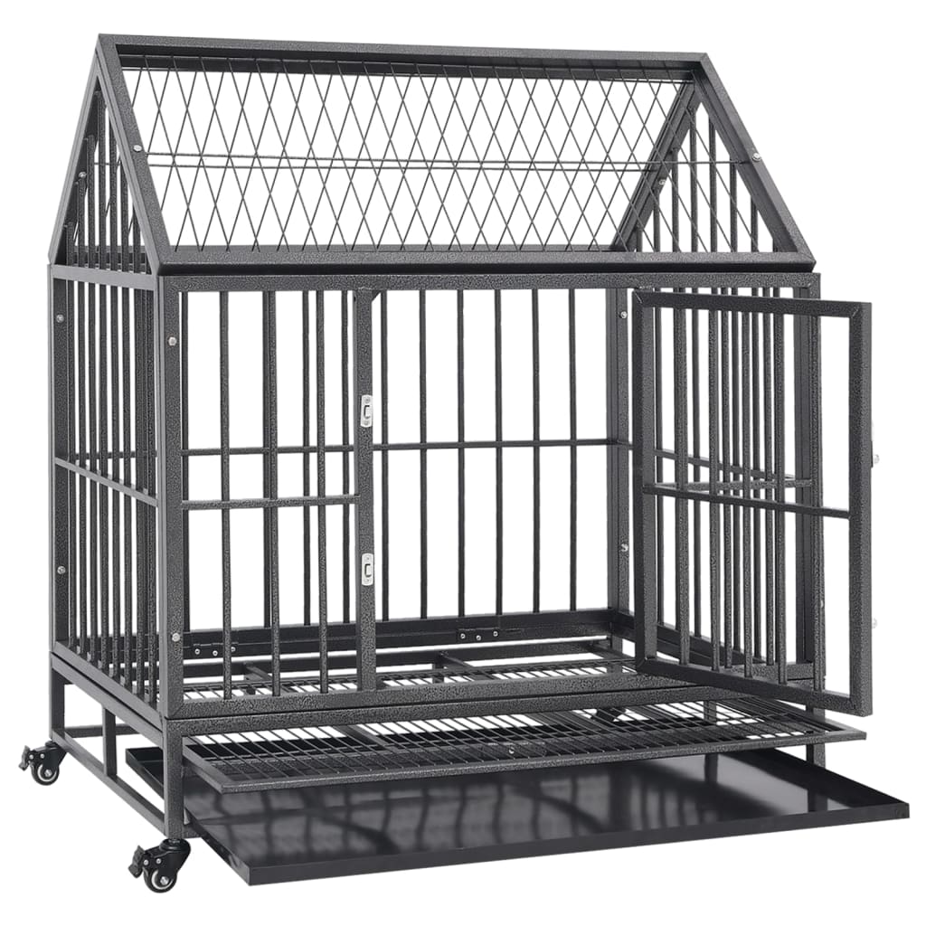 Vidaxl Dog Bank con ruote e tetto 92x62x106 cm in acciaio