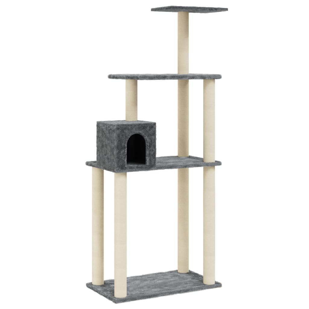 Vidaxl Cat Grakeding Post con pali di graffi di sisal 147 cm grigio scuro
