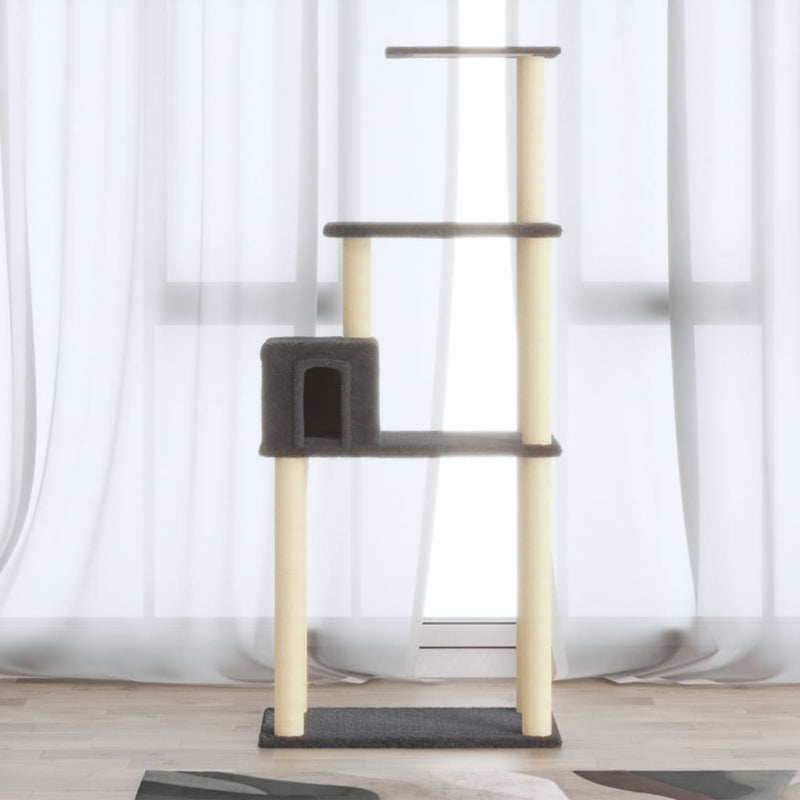 Vidaxl Cat Grakeding Post con pali di graffi di sisal 147 cm grigio scuro