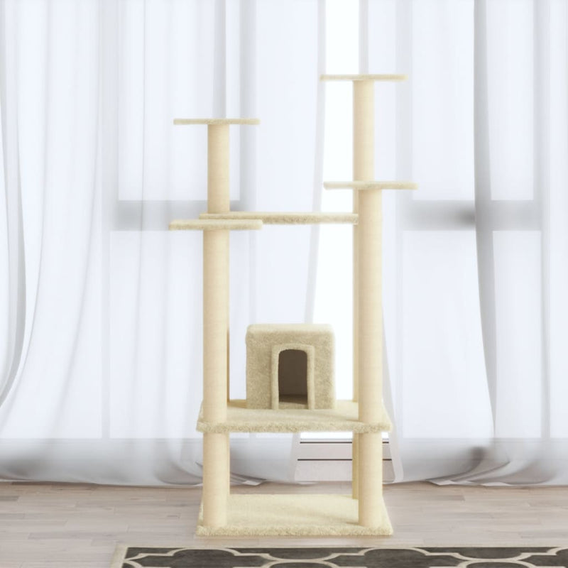 Vidaxl kattenkrabpaal met sisal krabpalen 110 cm crèmekleurig