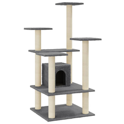 Vidaxl Cat Rastreing Post con postes de rascado de sisal 110 cm de gris oscuro
