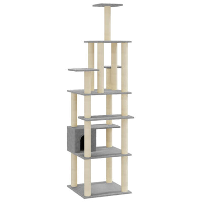 Post de raspado de gatos Vidaxl con postes de rascado de sisal 183 cm de gris claro