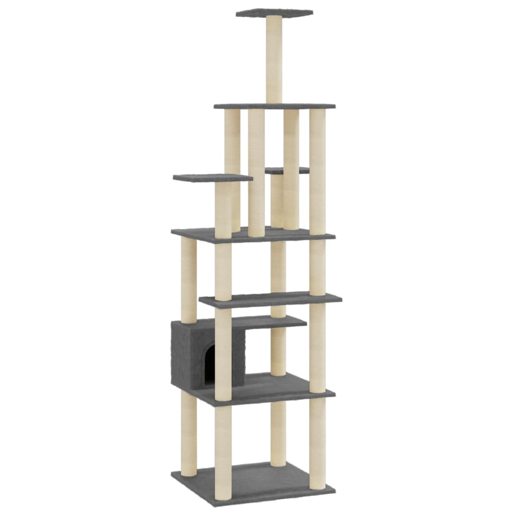 Vidaxl Cat Ranging Post con postes de rascado de sisal 183 cm de gris oscuro