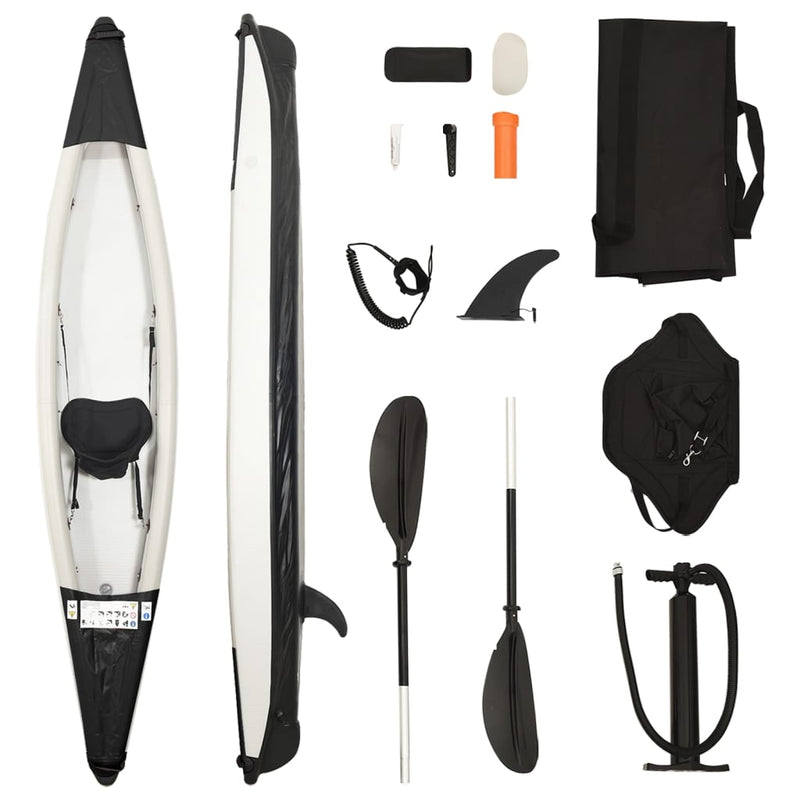 Vidaxl kayak inflable 375x72x31 cm poliéster negro