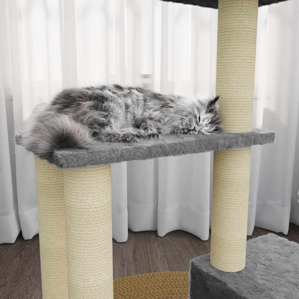 Muebles de gato de Vidaxl con postes de rascado de sisal 71 cm de gris claro