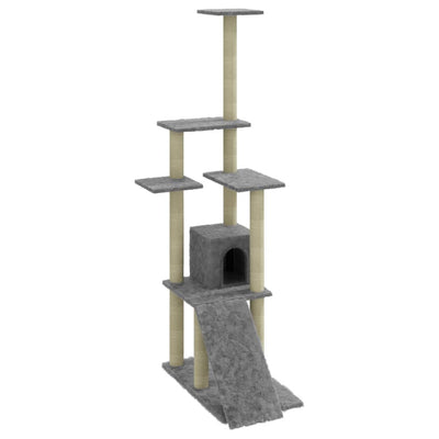 Muebles de gato de Vidaxl con postes de rascado de sisal 155 cm de gris claro