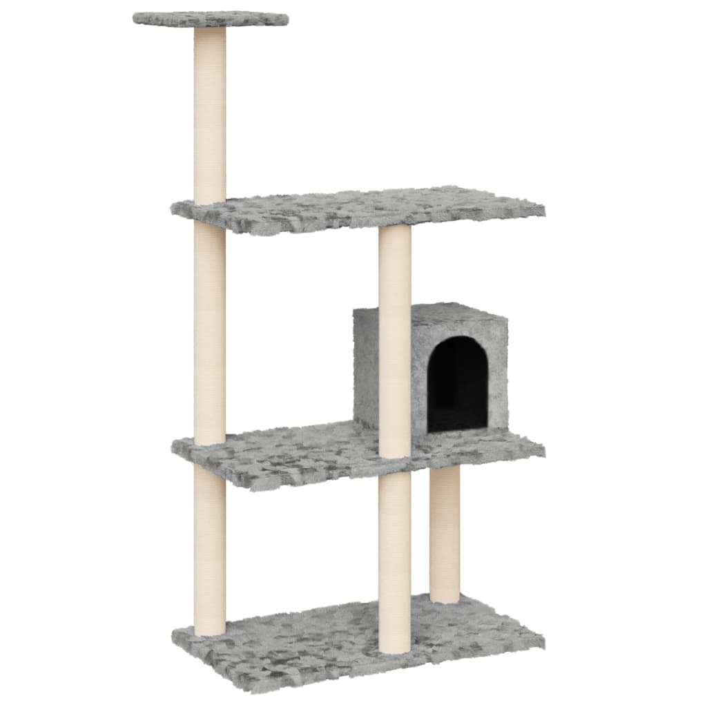 Muebles de gato de Vidaxl con postes de rascado de sisal 119 cm de gris claro