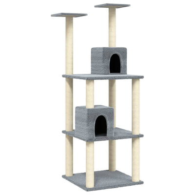 Muebles de gato de Vidaxl con postes de rascado de sisal 141 cm de gris claro