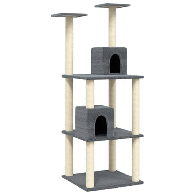Muebles de gato de Vidaxl con postes de rascado de sisal 141 cm de gris oscuro