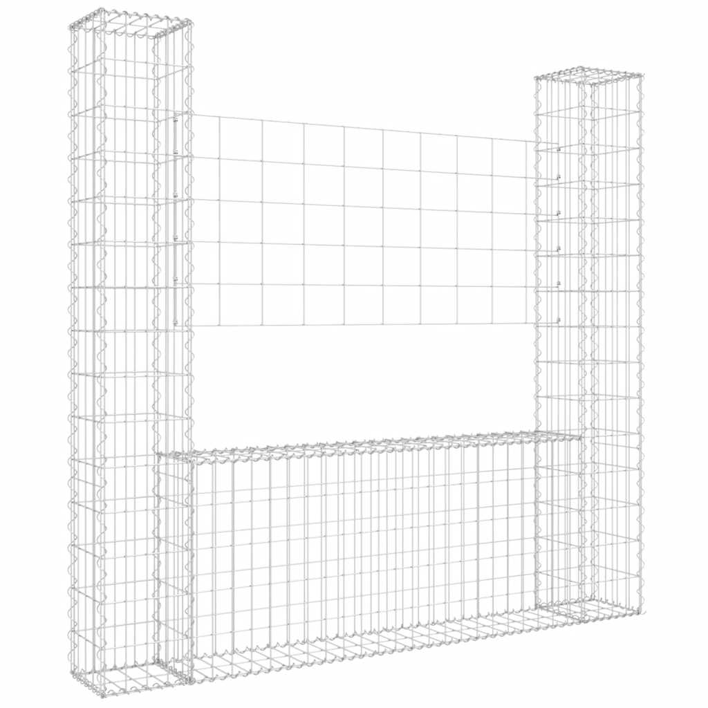 Vidaxl Schanskorf a forma di U con 2 pali 140x20x150 cm di ferro