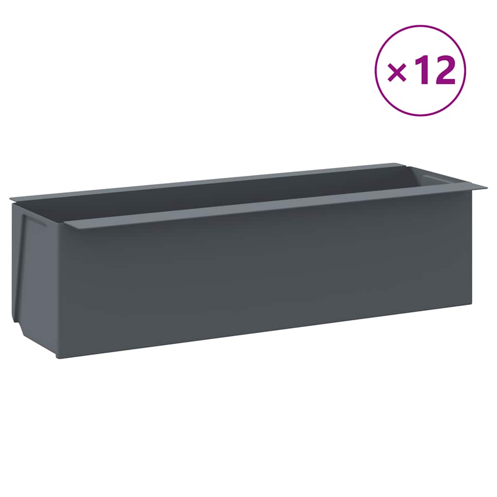 Vidaxl Flower Boxes per pallet euro 12 ST 36x13.5x9,5 cm pp grigio