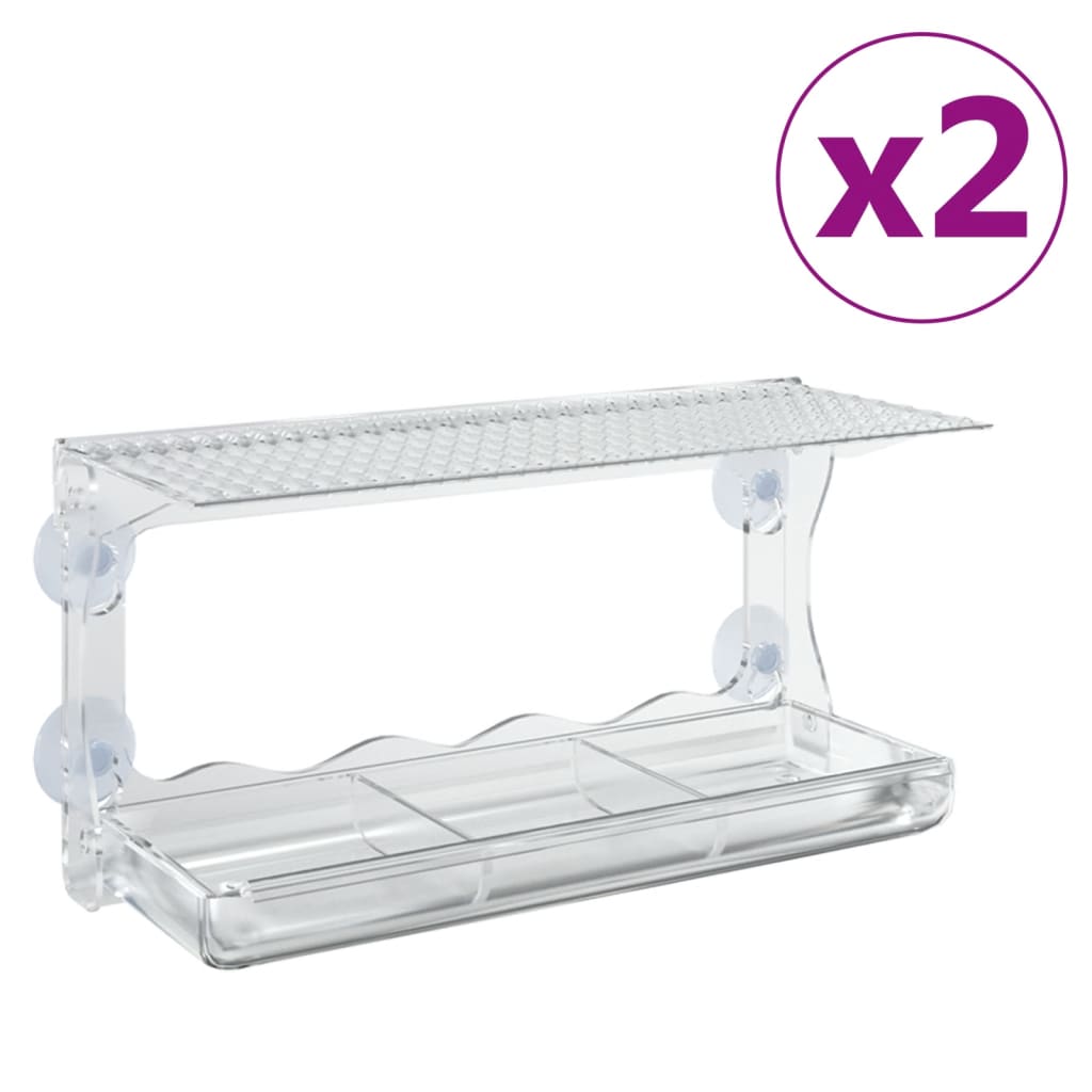 Bidoni del mangime per uccelli vidaxl per finestra 2 pezzi 30x12x15 cm acrilico
